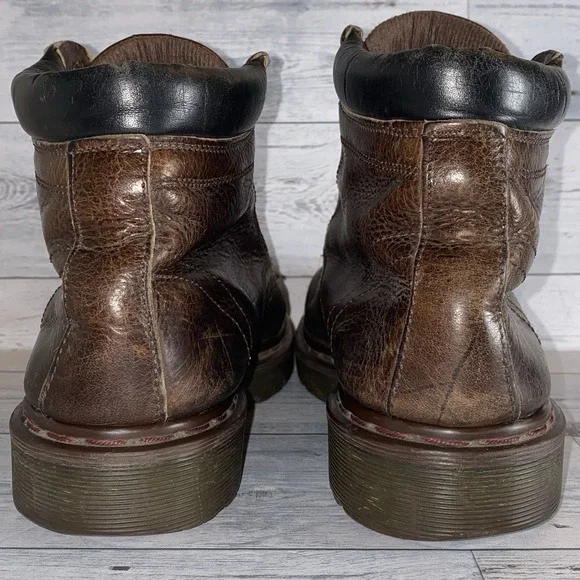 Dr. Martens Boots Mens 8 Brown Leather Distressed 90s Vintage Made England 8284